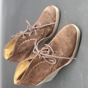 Naturalizer Kaitlyn Booties Wedge Suede Lace-up Brown Size 8